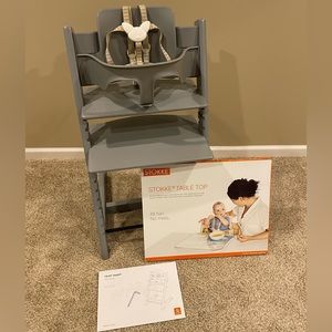 Stoke Tripp Trap High chair and Tray infant, toddler, child adjustable & modern.